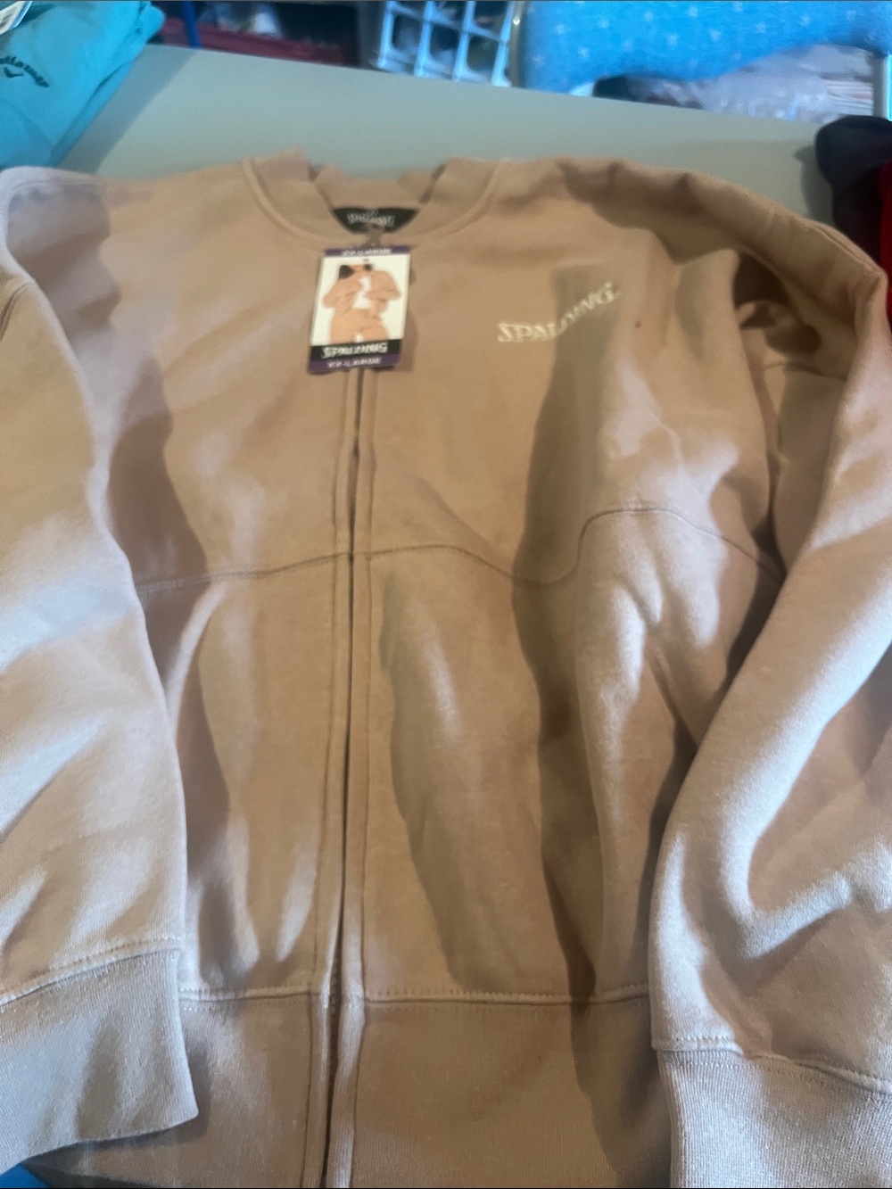 Spalding women’s size 2 XL with pockets Tan Full-Zip Heavyweight Sweatshirt